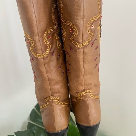 Beaded Rockstar Festival Concert Cowgirl Cowboy Western Tall Boots Size‎ 6.5 - Picture 7 of 11